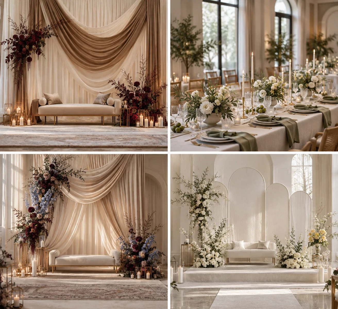 Four neutral wedding decor colour stories from The Khwaab Edit