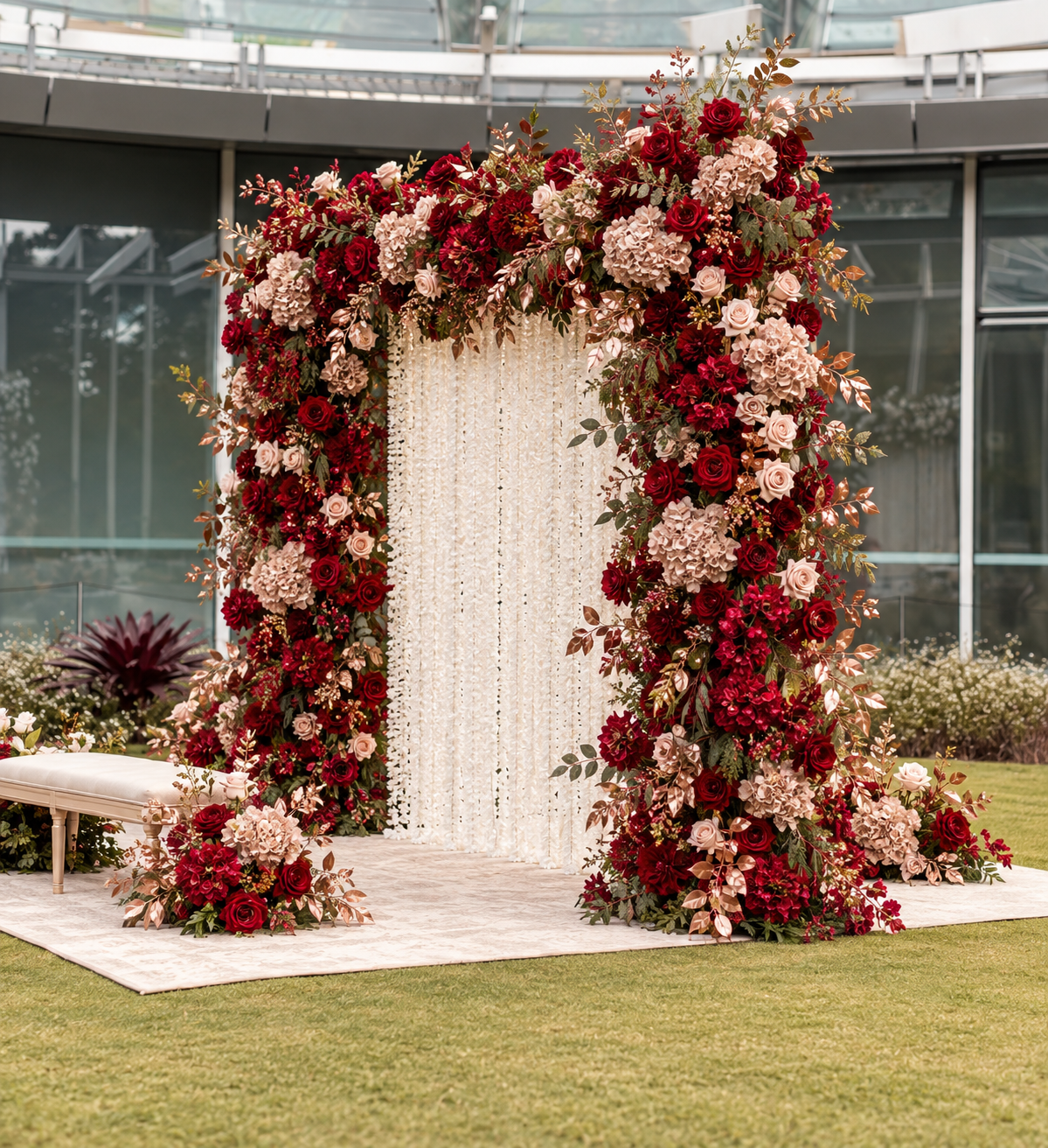 Full red, blush and ivory floral Nikkah divider