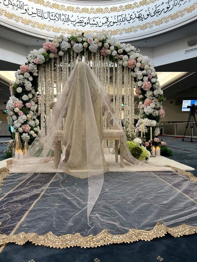 White and green floral Nikkah setup by Khwaab Events