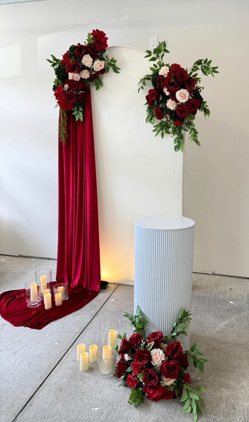 Red floral party backdrop