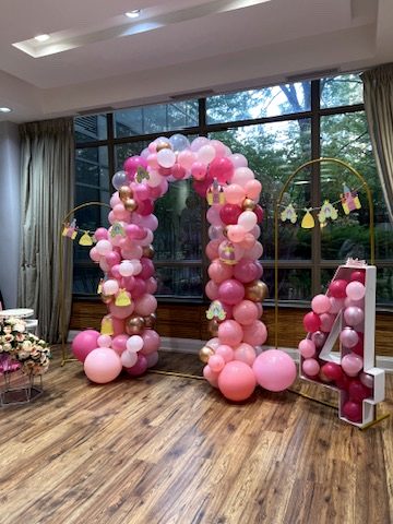 Pink balloon arch